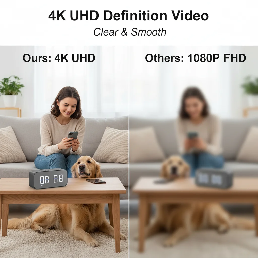 Digital Clock Camera with 16GB SD Card: 4-in-1 Multifunctional (Wireless Speaker,
