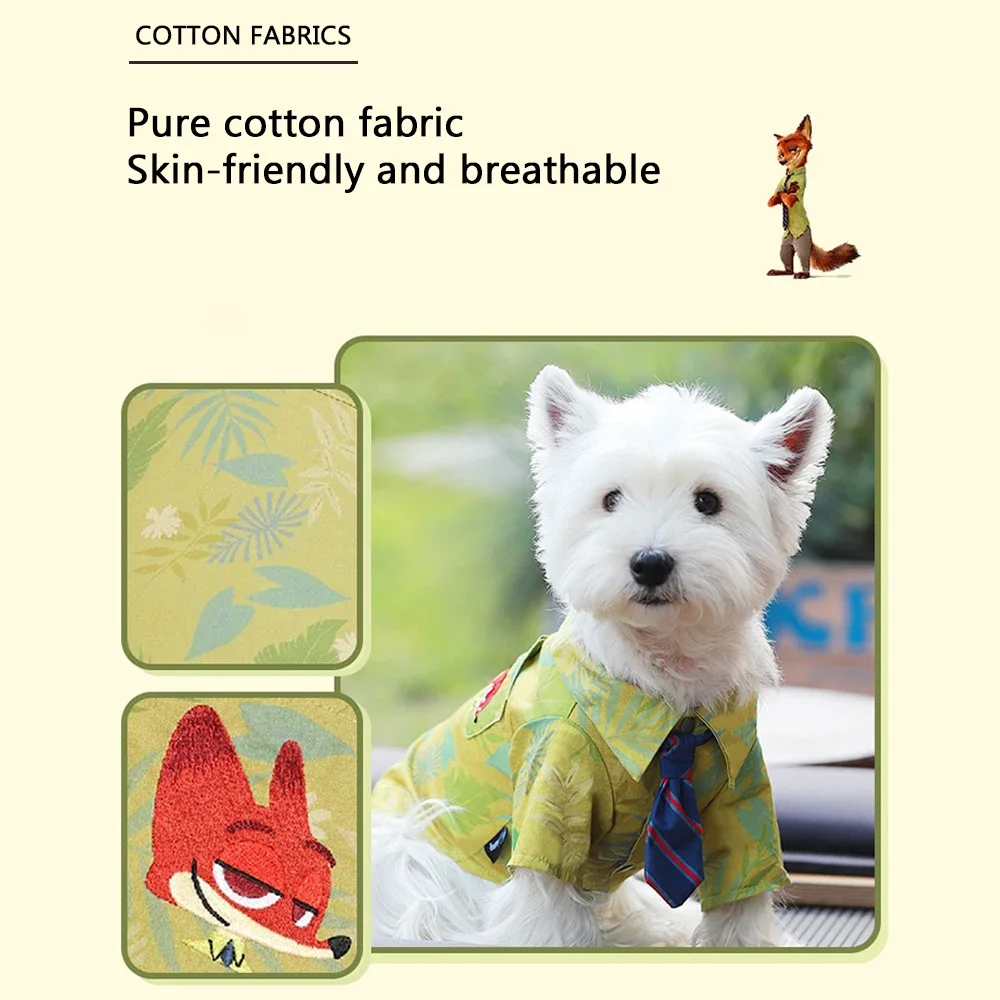 Camisa formal para mascotas estilo Nick Wilde: cuello con corbata ajustable para perros y gatos, traje de boda y fiesta con diseño de zorro Dapper