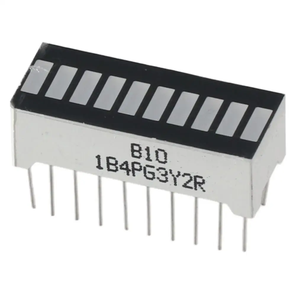 LED Bar Graph Display Module, bateria de metal Power, único módulo LED, 4 cores, 10 segmento