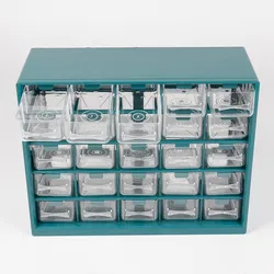 25 Multi-grid Drawer Storage Parts Box Home Garage Workshop Tool Box Screws Storage Cabinet Plastic Tool Case Parts Organizer