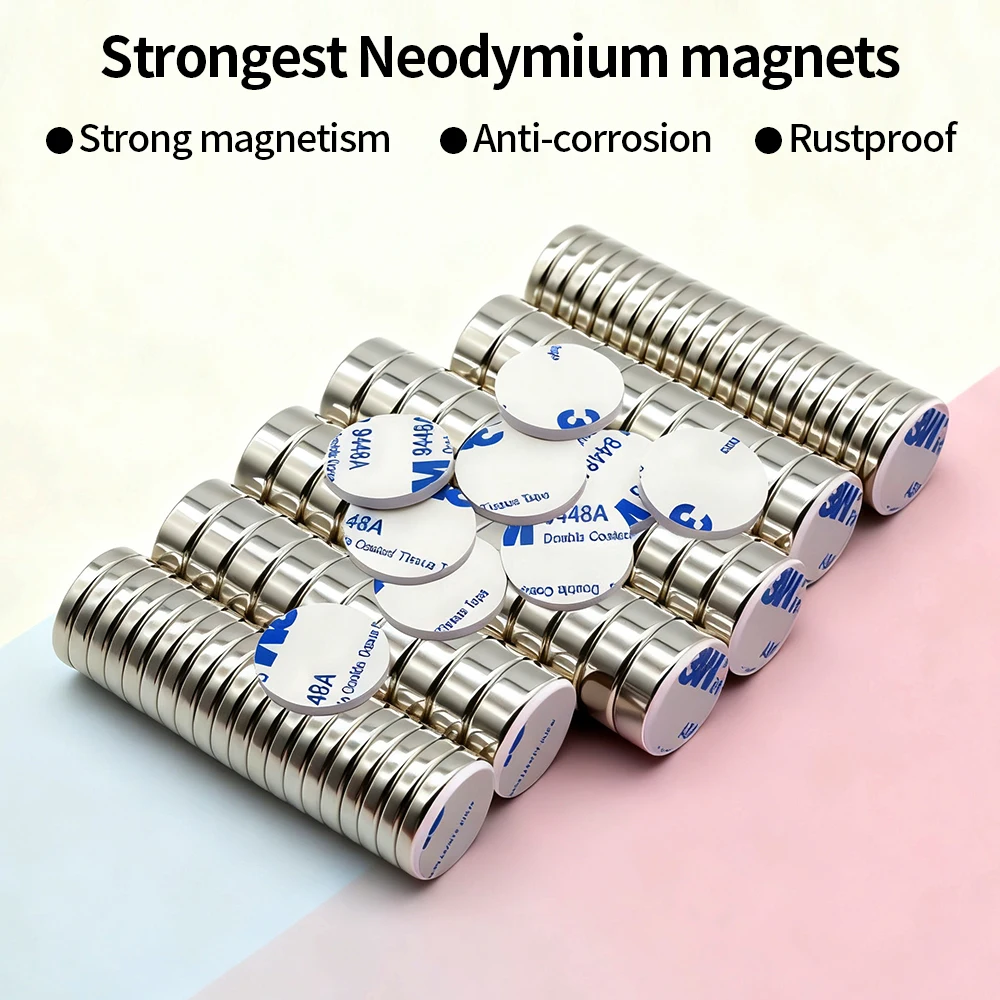 Powerful Neodymium Magnet With double-sided adhesive N35 NdfeB Permanent Magnetic imanes Round Super Strong Fridge Magnets 10x3