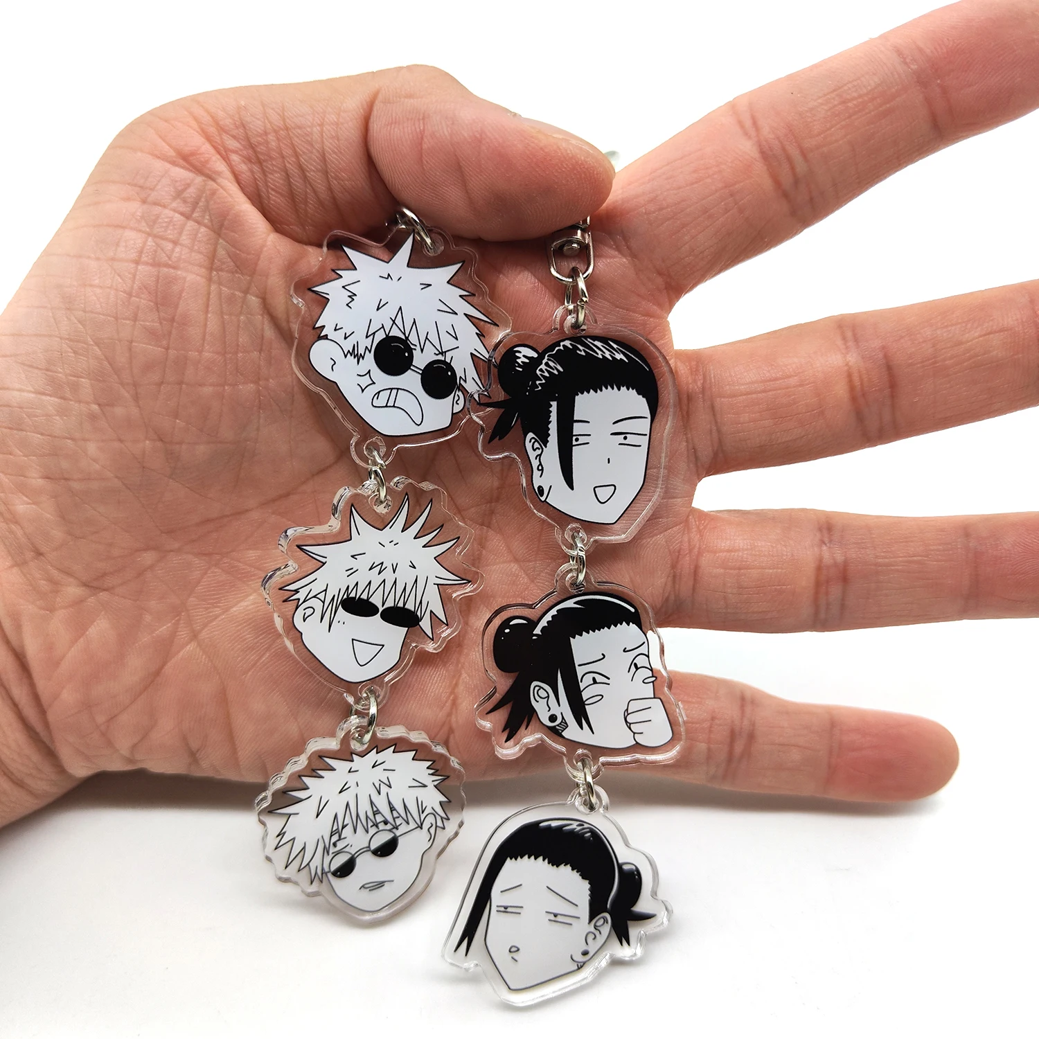 Anime Jujutsu Kaisen Cosplay divertido llavero largo Gojo Satoru Geto Suguru bolsa acrílico colgante de dibujos animados colección de Fans accesorios regalos