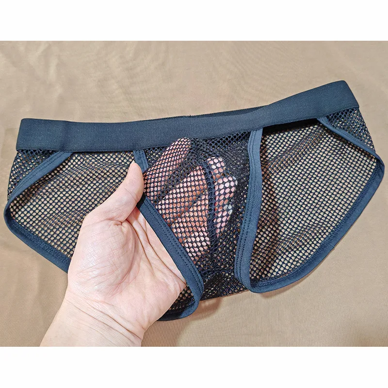 

Men Sexy Mesh Underwear Hollow Transparent Jockstrap Thin Breathable High Elastic Underpants Convex Pouch Lingerie Panties