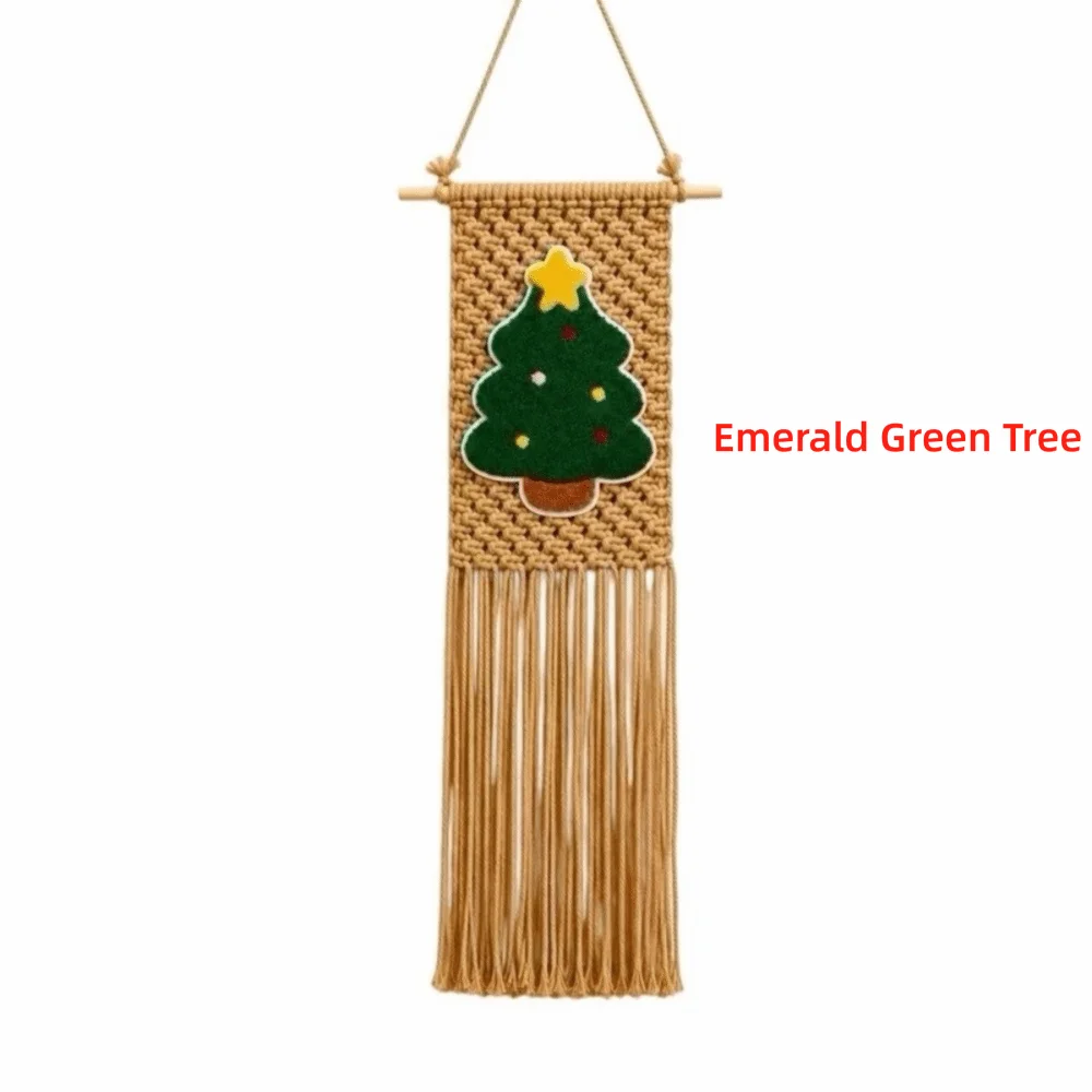 25x60cm Christmas Tree Wall Hanging Woven Texture Tassel Fringe Holiday Wall Decoration Tree Applique Bohemian Style