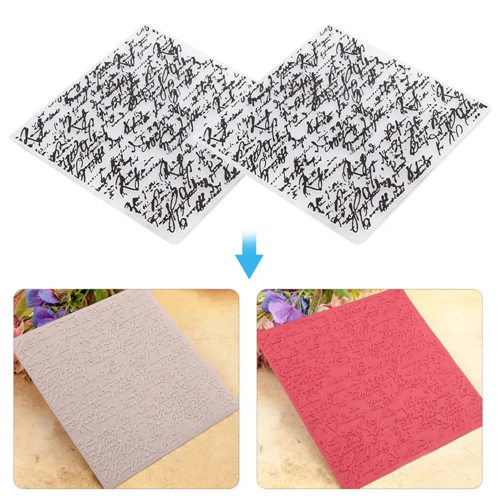 2pcs Polymer Polymer Embossing Mold Flexible Transparent Embossing Template Thin Reusable Handwriting Embossing Stamp