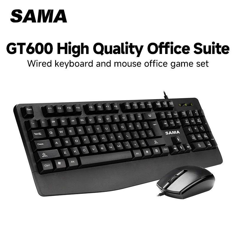 

Комбинация черной игровой клавиатуры и мыши Sama GT600 — 108-клавишная защита от ореолов, RGB-подсветка, проводной USB-набор