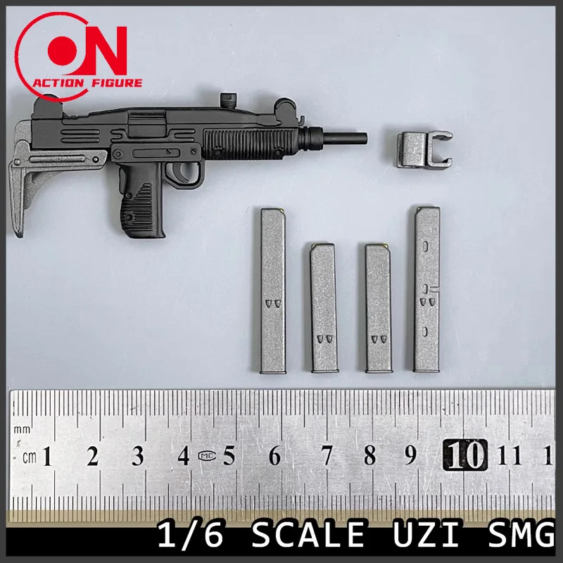 1/6 Scale UZI Submachine Gun Model 8cm Plastic Soldier Scene Accessories Props Fit 12-inch Male Female Action Figure Body