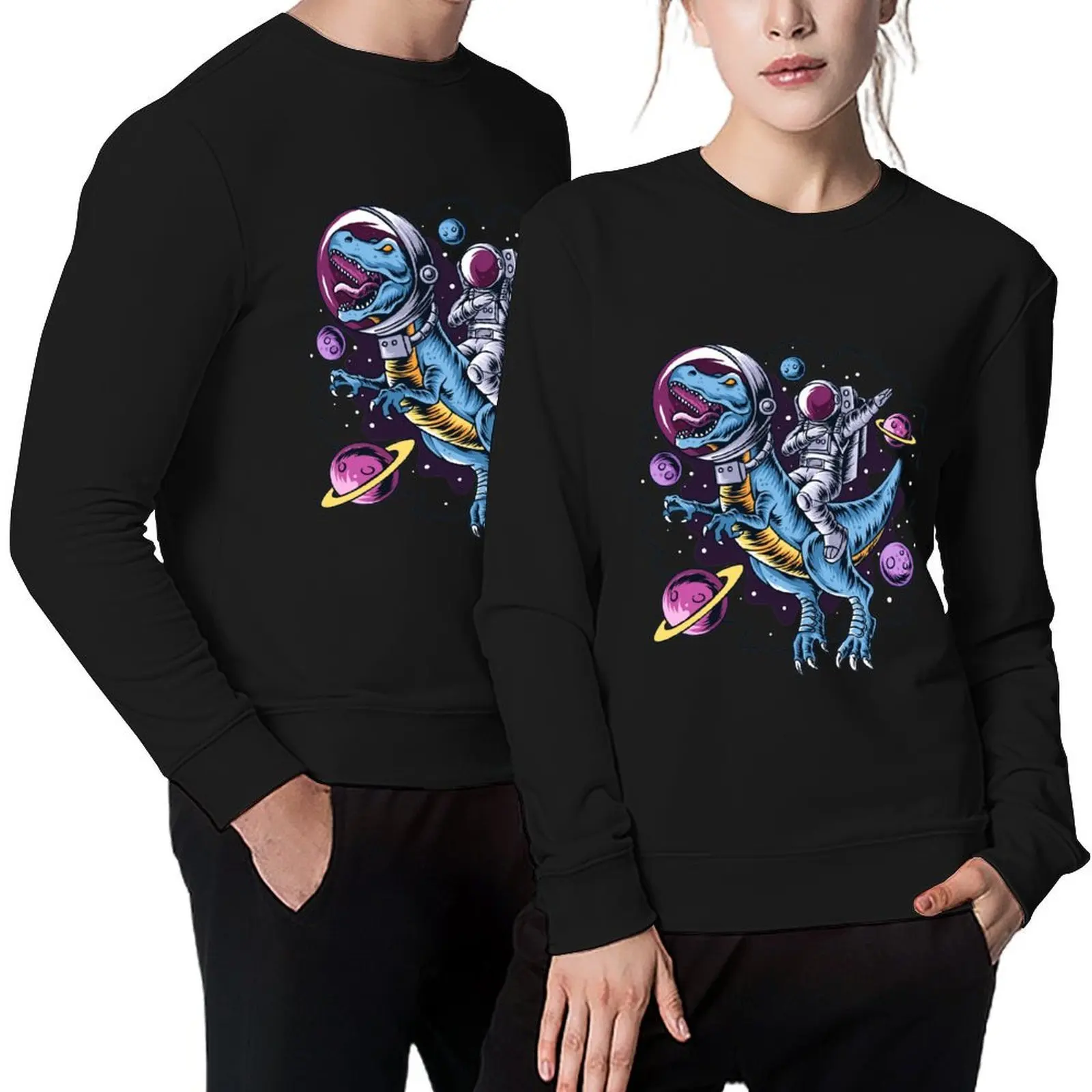 

Dabbing Astronaut Riding An Astronaut Dinosaur Pullover graphic t shirts men anime clothes mens clothing sports sweatshirt man