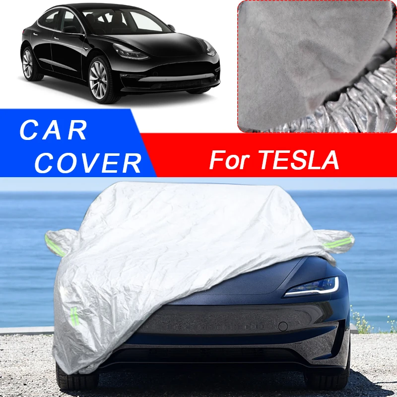 For Tesla Model 3 S X Y 2015-Present 3Layer Thicken Car Cover Anti-rain Dustproof Snow Waterproof External Auto Accessories