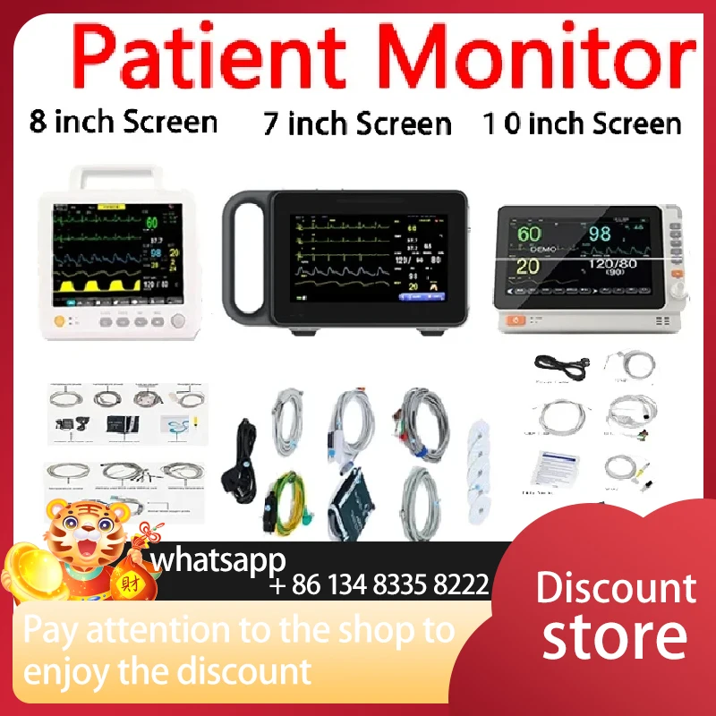 

7/ 8/10 inch screen human/Vet use portable 6-parameter monitor ECG/NIBP/PR/SPO2/RESP/TEMP patient monitor vital signs monitor