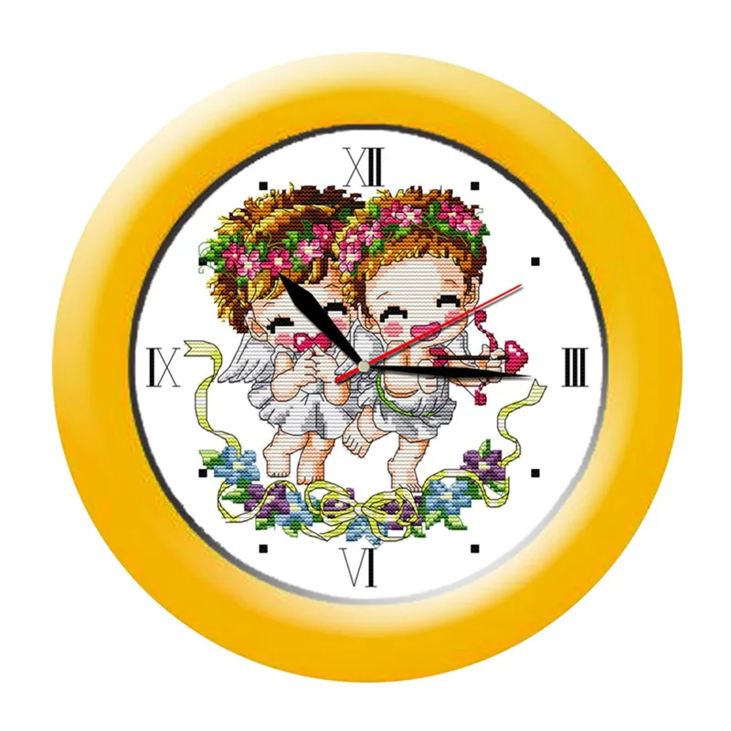 Love angel cross stitch kit 14ct 11ct count print canvas wall clock stitches embroidery DIY handmade needlework plus