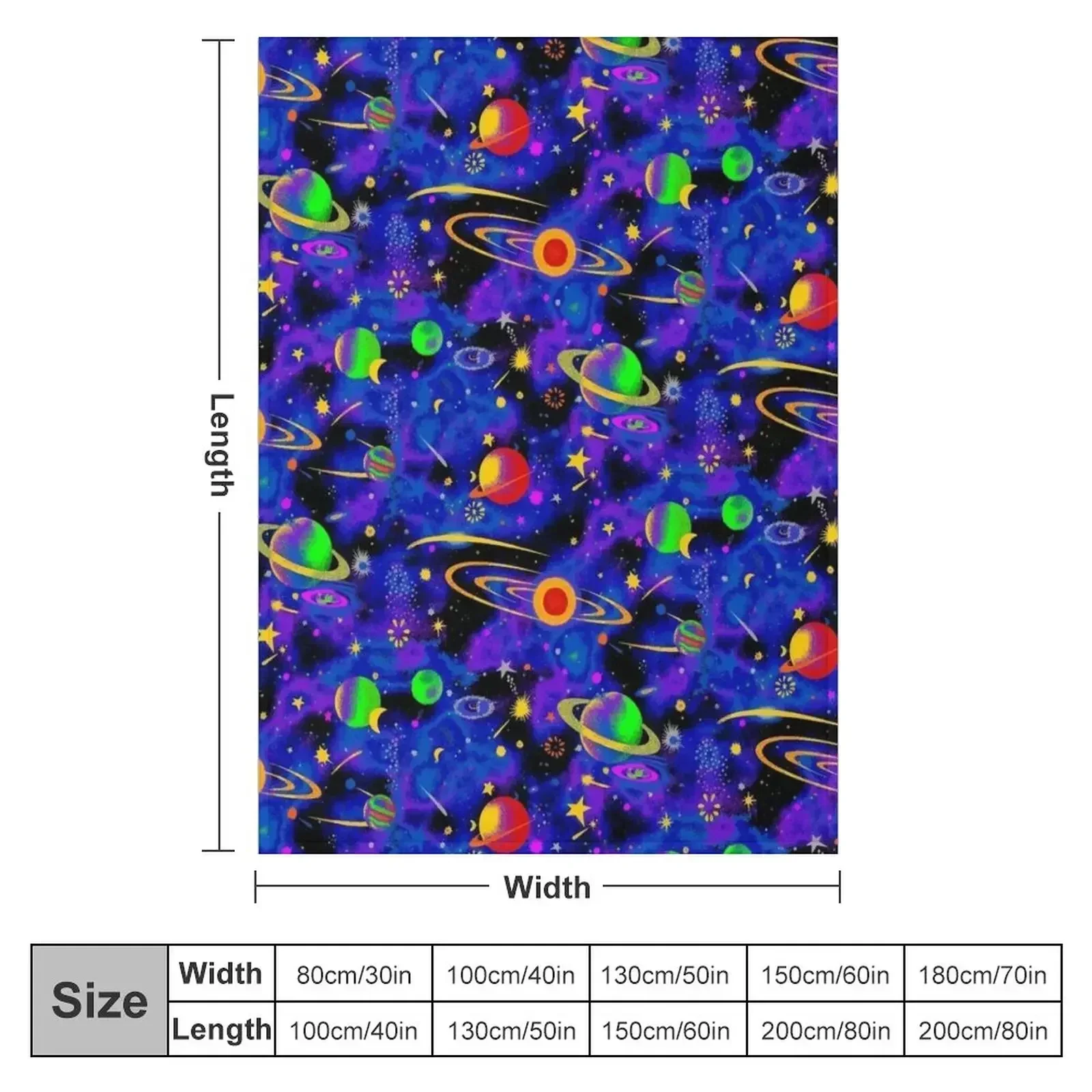Neon Space Throw Blanket couch cozy soft plush fuzzy picnic outdoor blanket