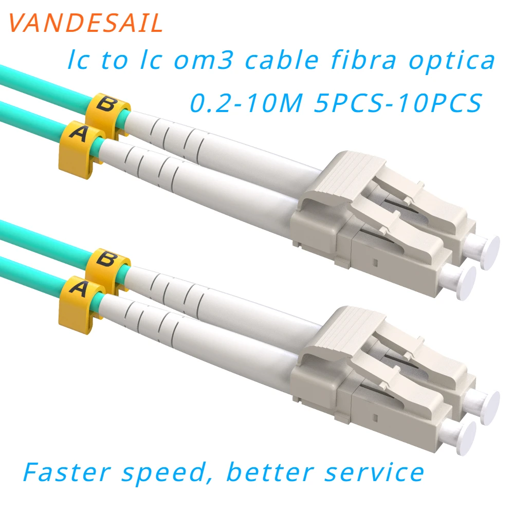 VANDESAIL OM3 LC TO LC 10G Multi Mode cable fibra optica LSZH 50/125µm 10 Pack-0.2-10m(0.06-32FT)