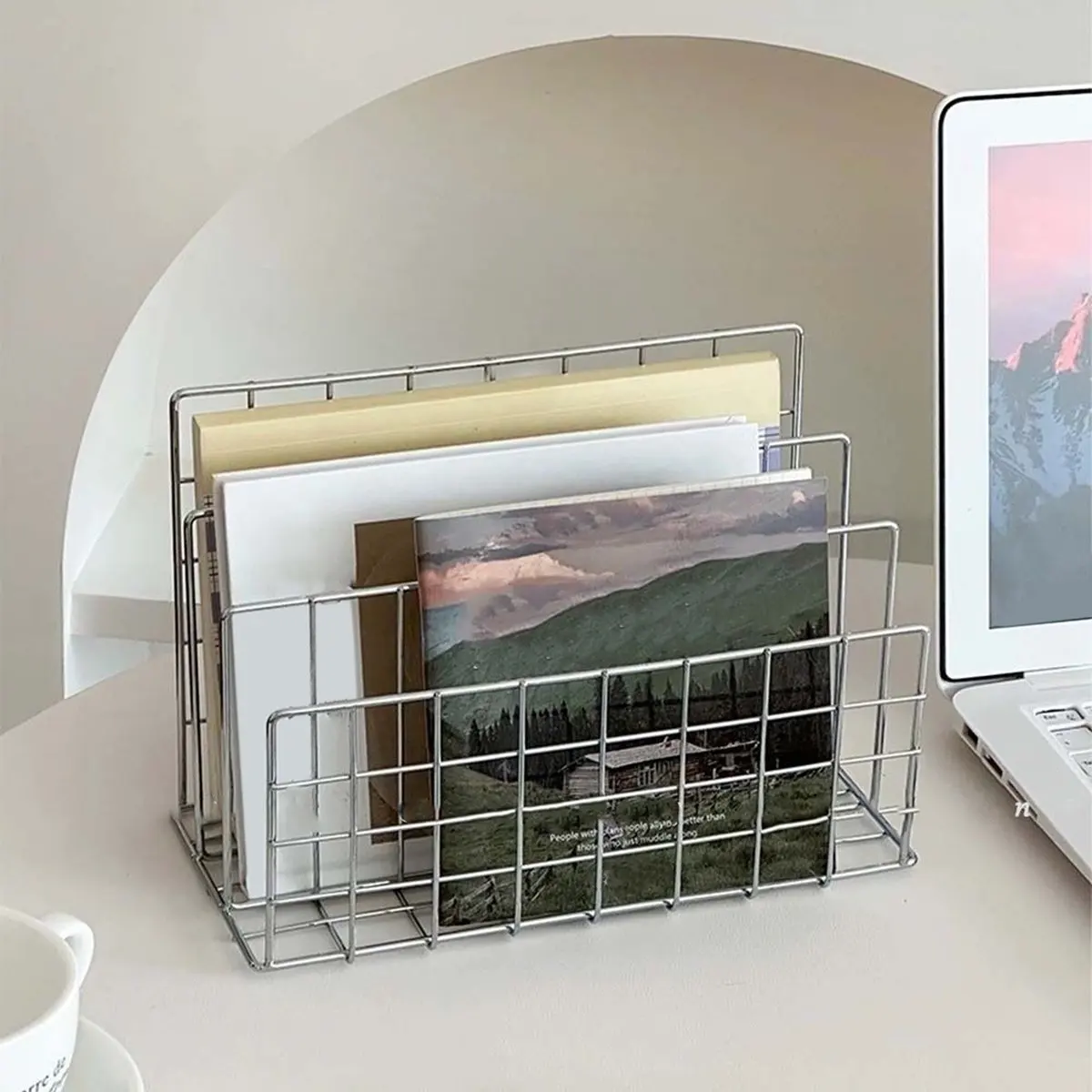 NEW 1Pcs Three-Tier Iron Hollow Magazine Bookshelf Newspaper Storage Holder Organiser Book Rack Home Shelf Storage Basket