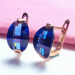 585 purple gold sapphire earrings for women 14K rose gold inlaid with classic red crystal luxury jewelry for girlfriend