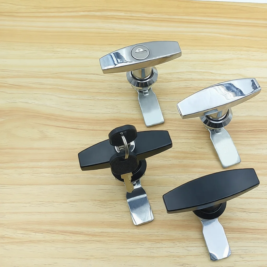 Industrial Cabinet Handle Lock MS324 Zinc Alloy Latch Air Purifier Door Hardware Replacement Black Chrome Keyed Unit