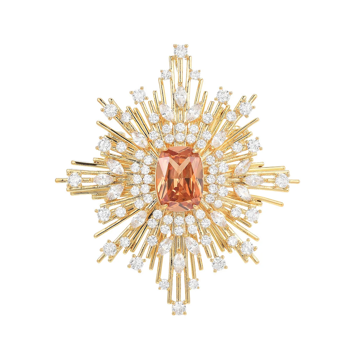 Vintage Crystal Brooch, Luxury Unisex Lapel Pin for Suit, Retro Elegant Corsage