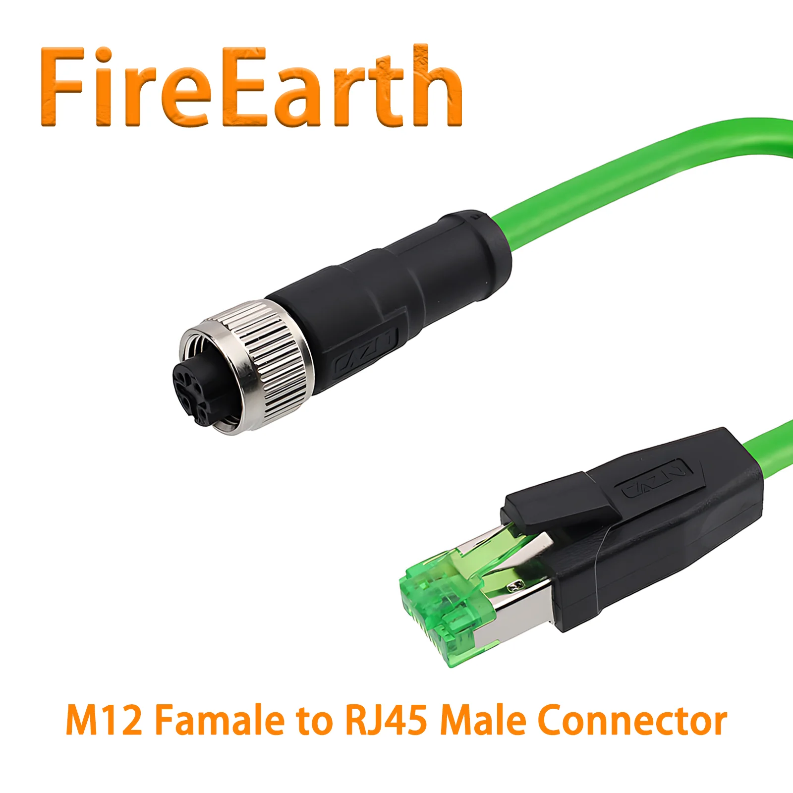Industrial M12 to RJ45 EtherCAT Protocol Ethernet Cable Straight Connector,4pin D Code,1M,Male to Female for Automation Systems