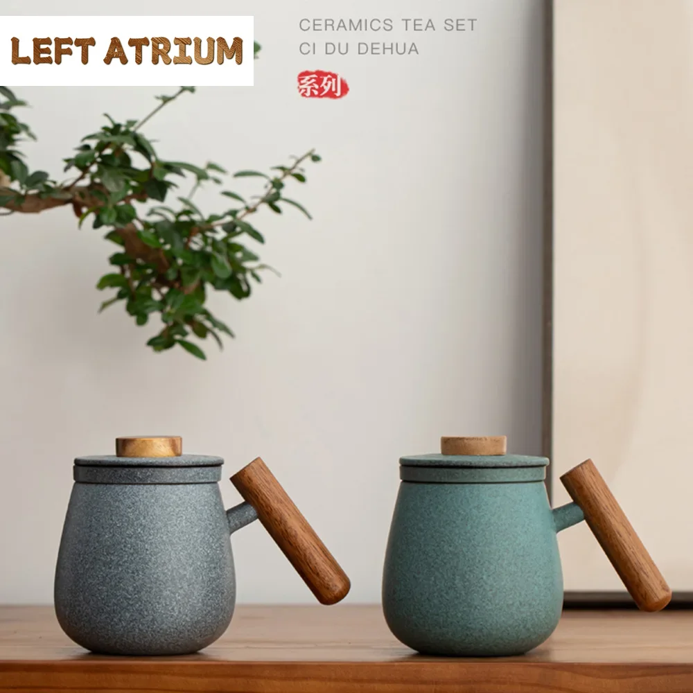 

Big Belly Bluestone Glaze Mug Tea Water Separation Office Cup Filter Stoneware Office Home Drinking Tea Tea Cup Mug Teacup