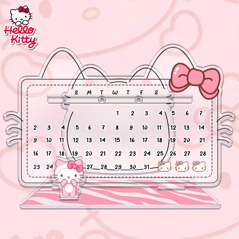

17cm Hellokitty Calendar Cute Acrylic Ornament Recycling Reusable Calendar InsNote Board Desktop Essential Gifts Sanrio Kawaii