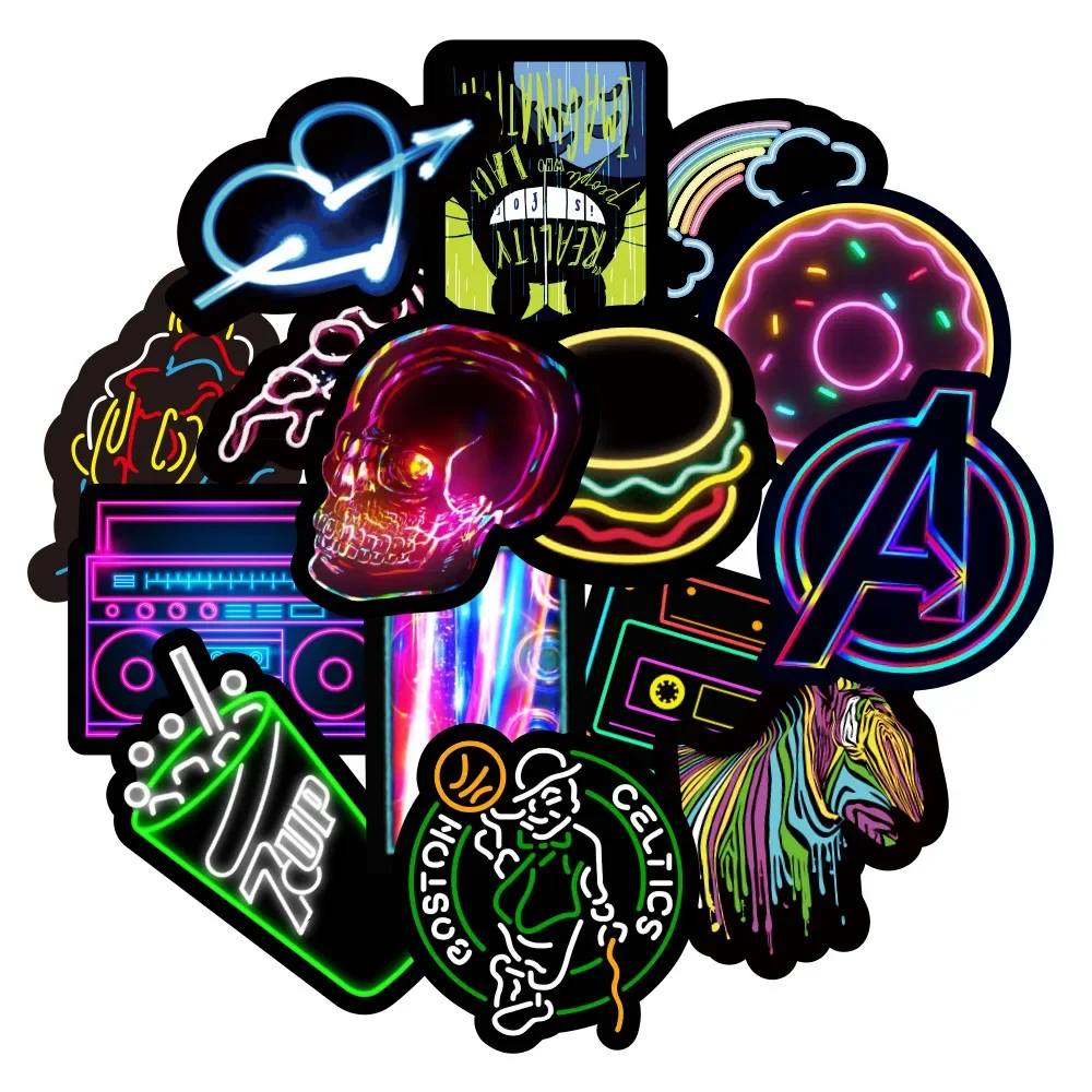 10/30/50PCS Trend Personality Neon Graffiti Stickers Skateboard Suitcase Mobile Phone PVC Waterproof Stickers Wholesale