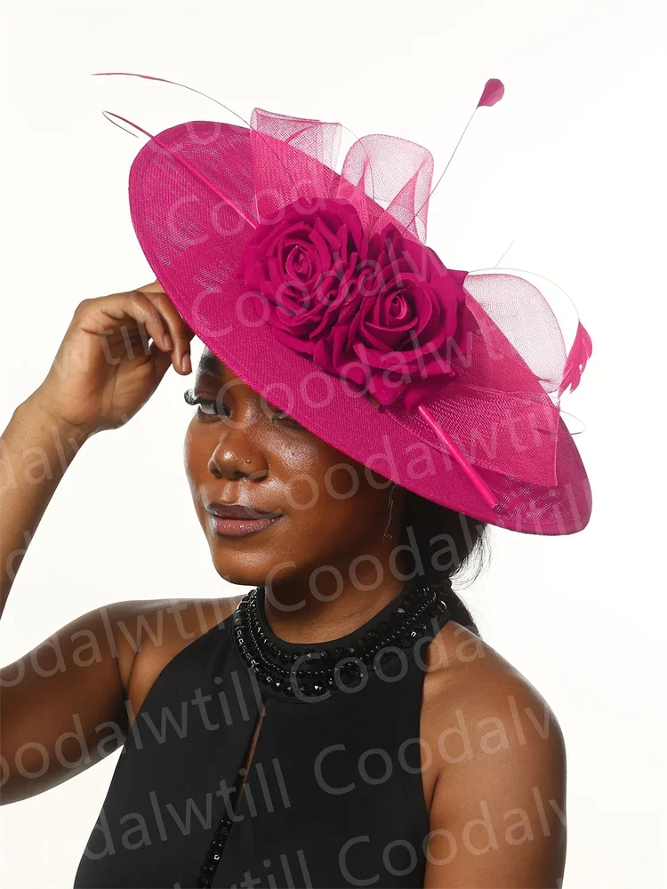 Chapeaux Fascinator Big Ascot pour femmes, chapeaux de tri avec fleur, chapeau de mariage d'église, casquette pour dames, occasion Gatineau, inery pour dames, élégant