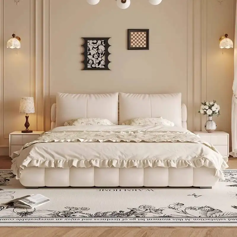 

Medium Range Base Double Bed Wooden High Sleeper Adults Full Size Double Bed Bedroom Luxury White Schlafzimmer Bett Furniture