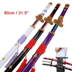 80cm Zoro Katana Samurai Sword Japan Anime Cosplay Katanas Enma KitetsuShusui Wado lchimonji Bamboo WoodenToy Swords