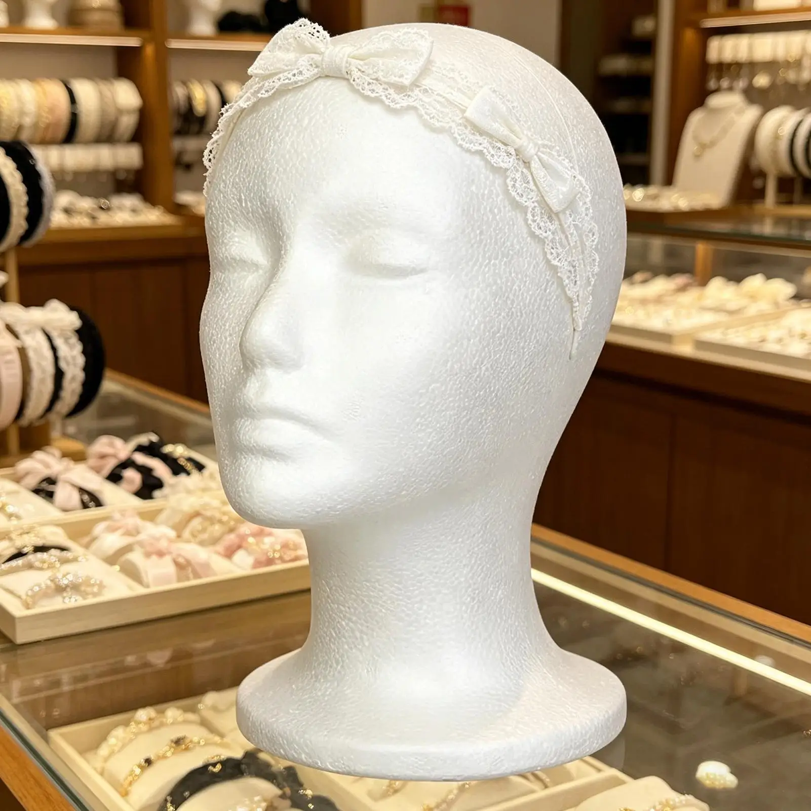 Female Styrofoam Mannequin Manikin Head Model Foam Wig Hair Lightweight Manikin Head Wig Display Stand for Scarves Jewelry Hats
