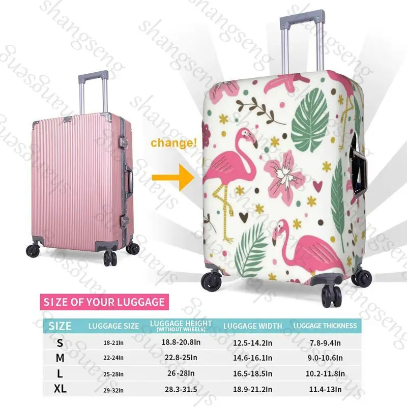 حافظة واقية لحقيبة السفر بطباعة نمط فلامنغو، غطاء حقيبة السفر، حماية مرنة، غطاء أمتعة قابل للغسل، 18-32 بوصة #4