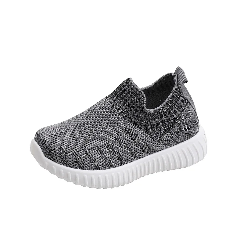 Kids Knitted Sport Shoes Children Sneakers Girls Solid Slip-On Flat Tennis Shoes Infant Kids Boys Running Shoes for Spring