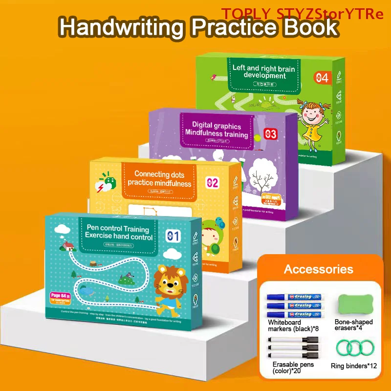 

Многоразовая тетрадь для тренировки навыков письма для дошкольников - Забавные карточки для отработки почерка, которые можно стирать, для детей