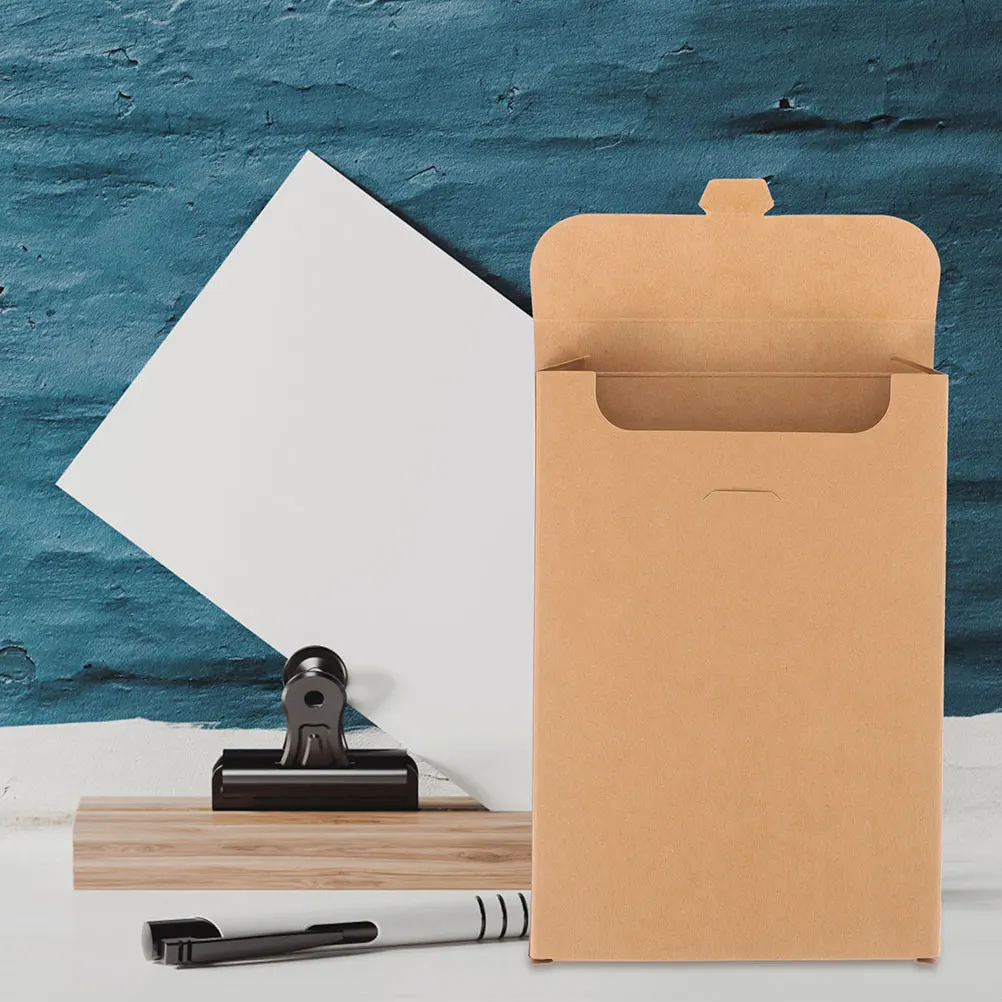 

12Pcs Thick Kraft Paper Postcard Boxes Blank DIY Design Easy Carry Storage for Business Cards Envelopes Cash Greeting Card Case