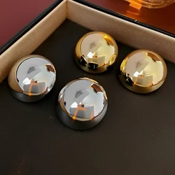 Smooth Semi-round Stud Earrings Women Europe and America Simple Metal Cold Style Personality Exaggerated Temperament Jewelry K