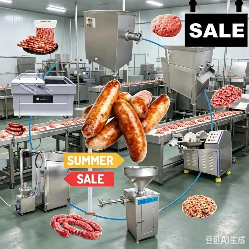 Customized Industrial Sausage Making Equipment Line Meat Grinding Filling Linking Complete Production System