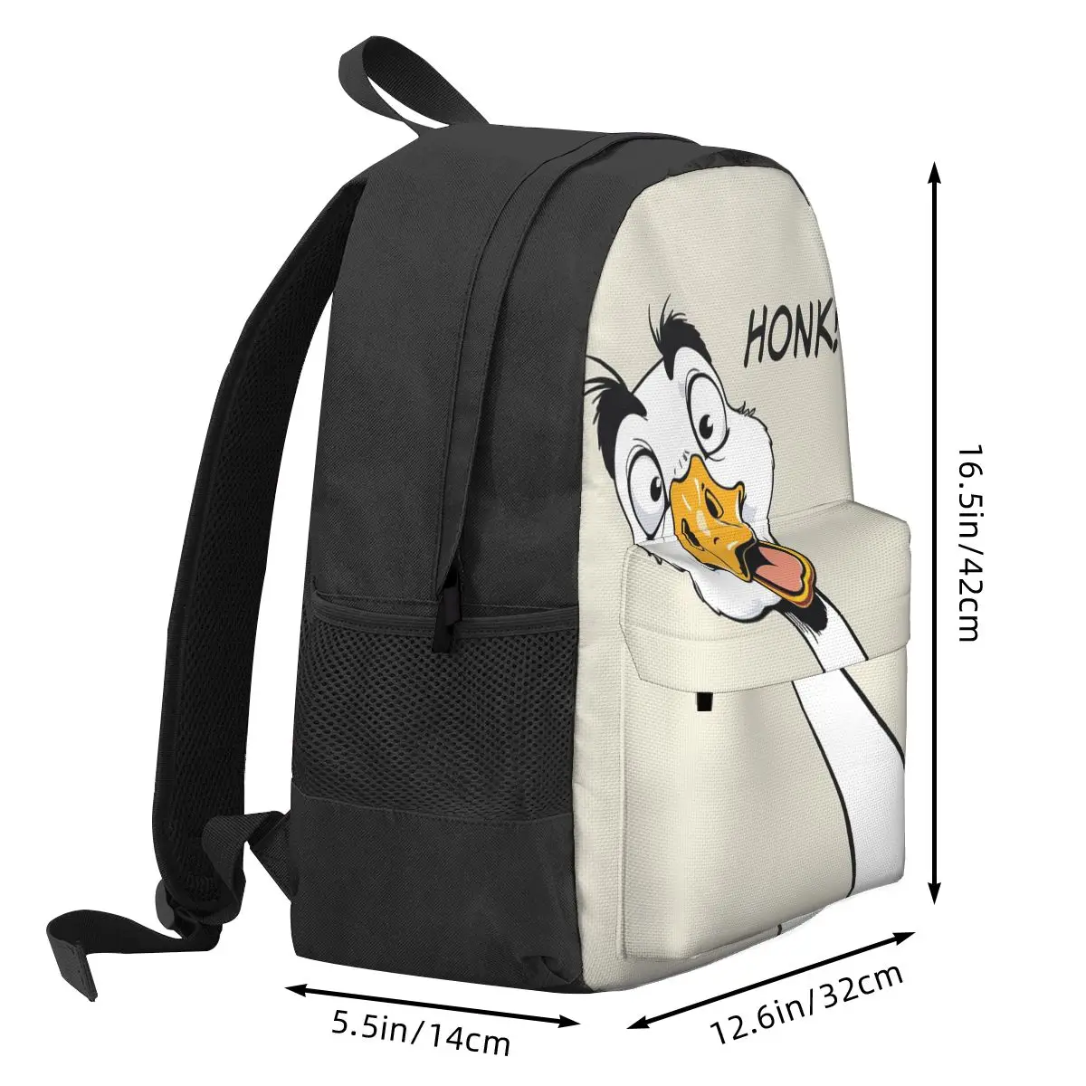 Crazy Goose Honk Cartoon Animal Humor Backpack Student BookBag Kids School Bag Laptop Shoulder Bags for Men Women