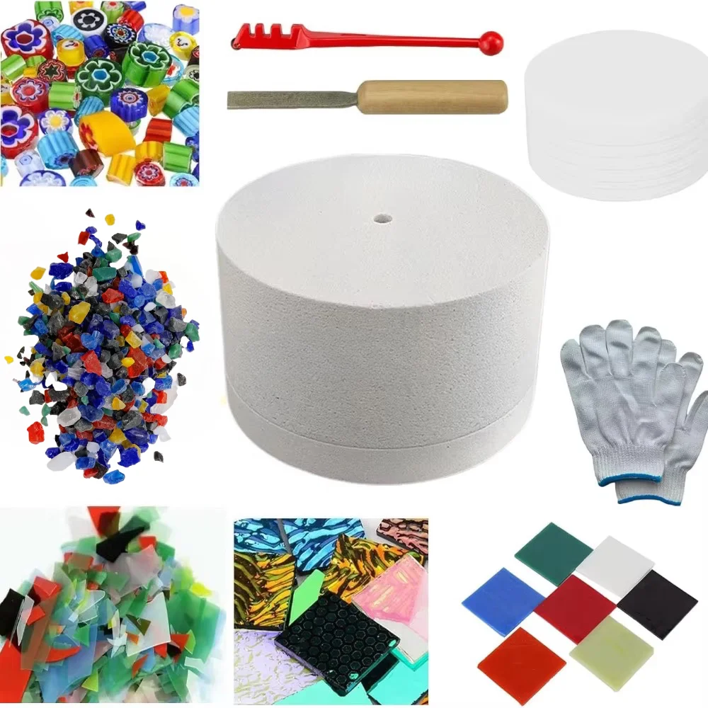 10pcs Microwave Kiln and DIY Fusing Glass Jewelry Set Professional Simple Making DIY Jewelry Glass Fusing Tools Set