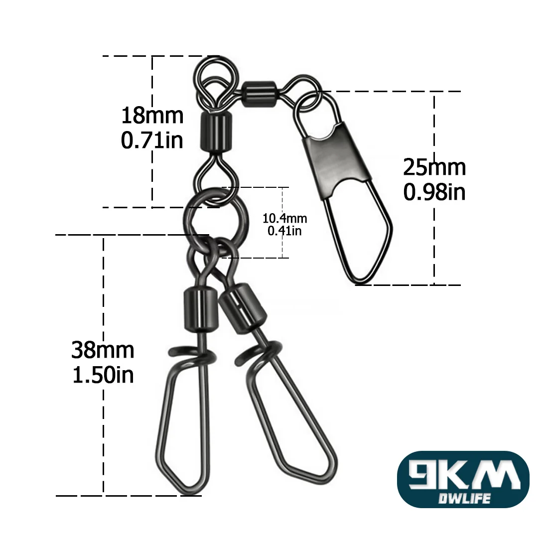 9KM giratorios de 3 vías 5 ~ 20 piezas conector de Clip a presión de calamar plataforma giratoria de agua salada accesorios de aparejos de agua dulce - imagen 4