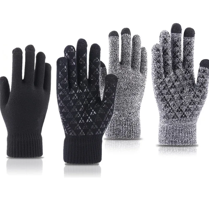 Xiaomi Touch Screen Knitted Velvet Thickened Thermal Gloves Winter Outdoor Cycling Non-slip Anti-cold Men's Gloves 4 Colors