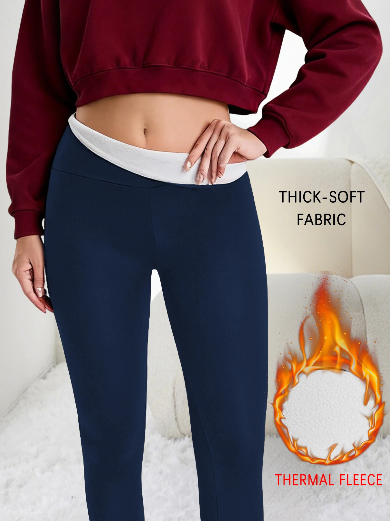 

Women's High Waisted Fleece Lined Leggings - Thick Soft Fabric with Tummy Control for Winter Workout Yoga Thermal Warm Pants