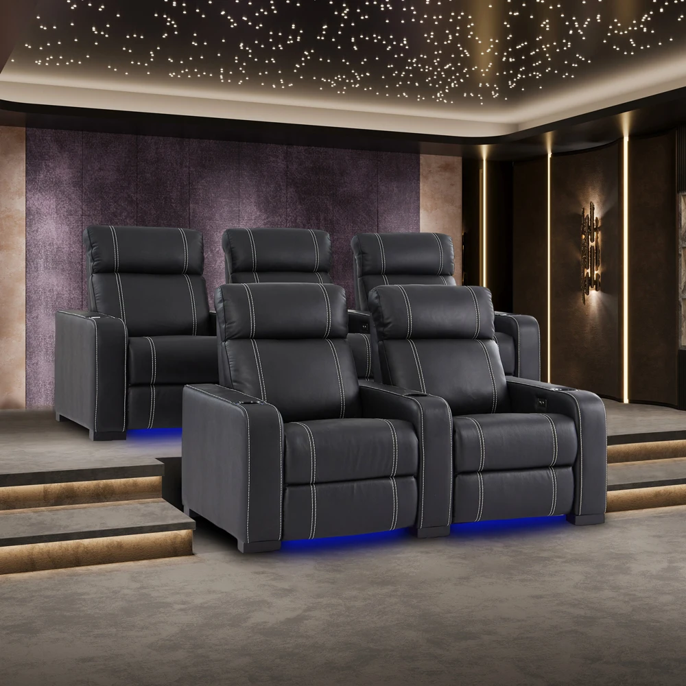 

Электрический диван-реклайнер из натуральной кожи со светодиодной подсветкой, поднос, столы, диван-реклайнер, кресло для кинотеатра, мебель для гостиной