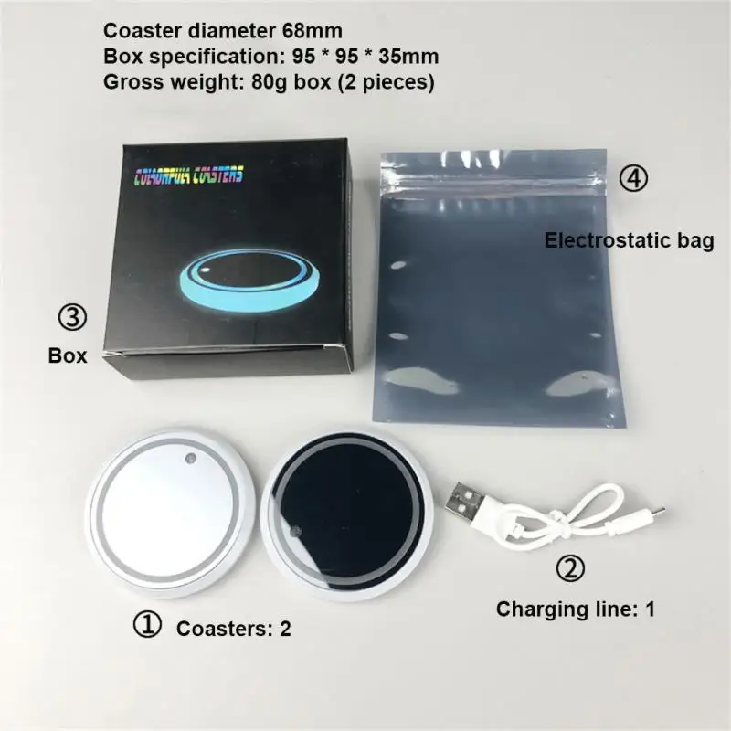 Universal Luminous Car Water Cup Coaster Holder 7 Colors USB Charging Led Car Interior Decoration Atmosphere Light Coaster