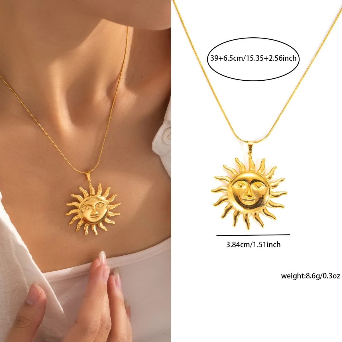 Retro Smooth Golden Metal Thin Choker Necklace Concise Trendy Sun Pendant Necklace Torques Summer New Neck Chain Jewelry Gift