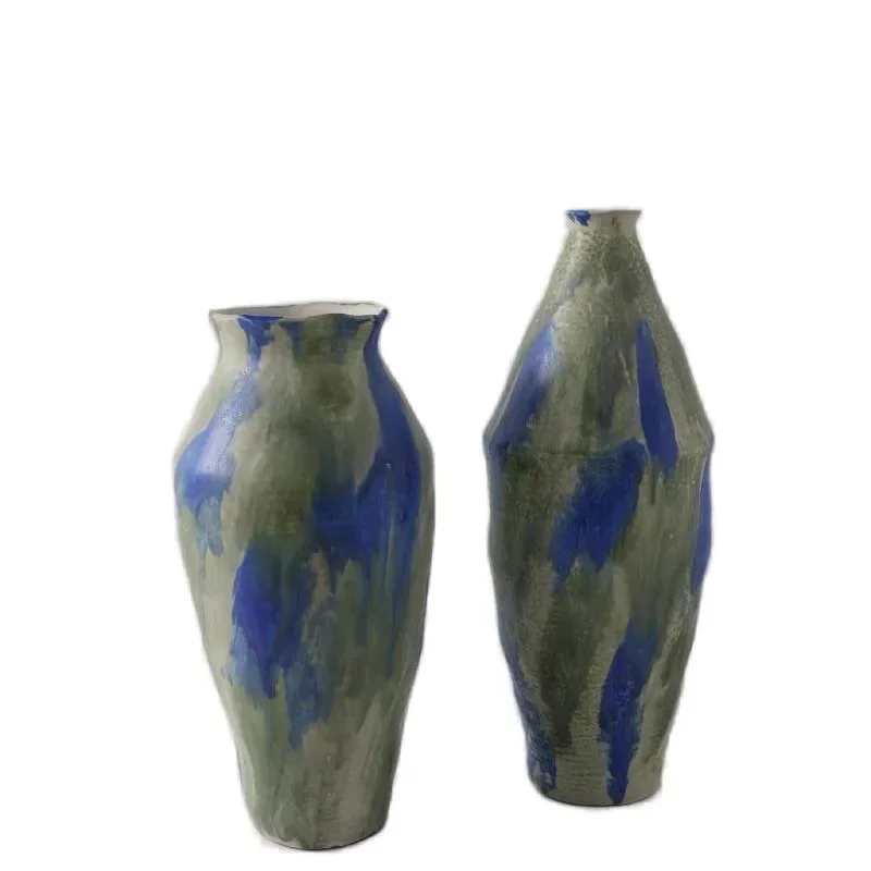 

Jingdezhen Art Blue Butter Ceramic Vase Entrance Flower Ornament
