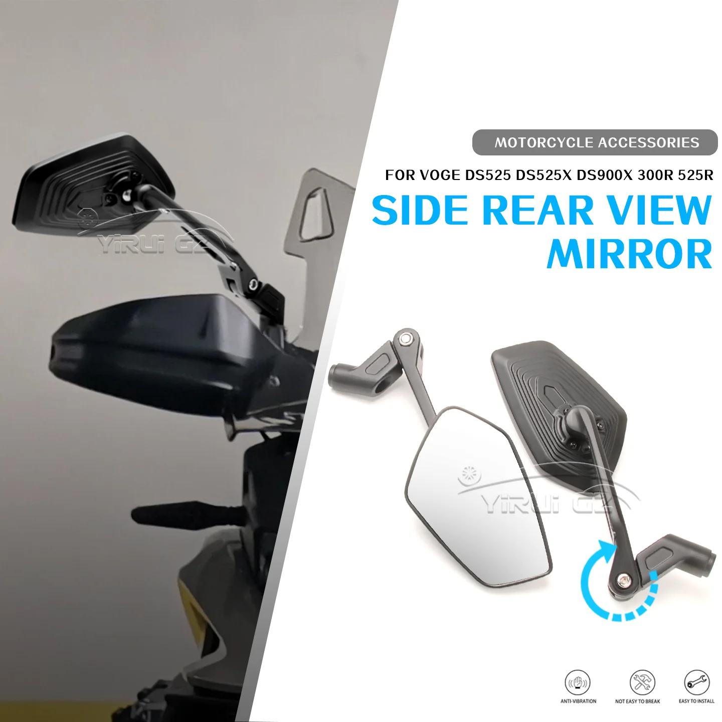 

For VOGE DS525 525R 300R DS525X DS900X DS525 DS525X DS900X Motorcycle Rearview Mirror Aluminum Adjustable Side Rear View Mirrors