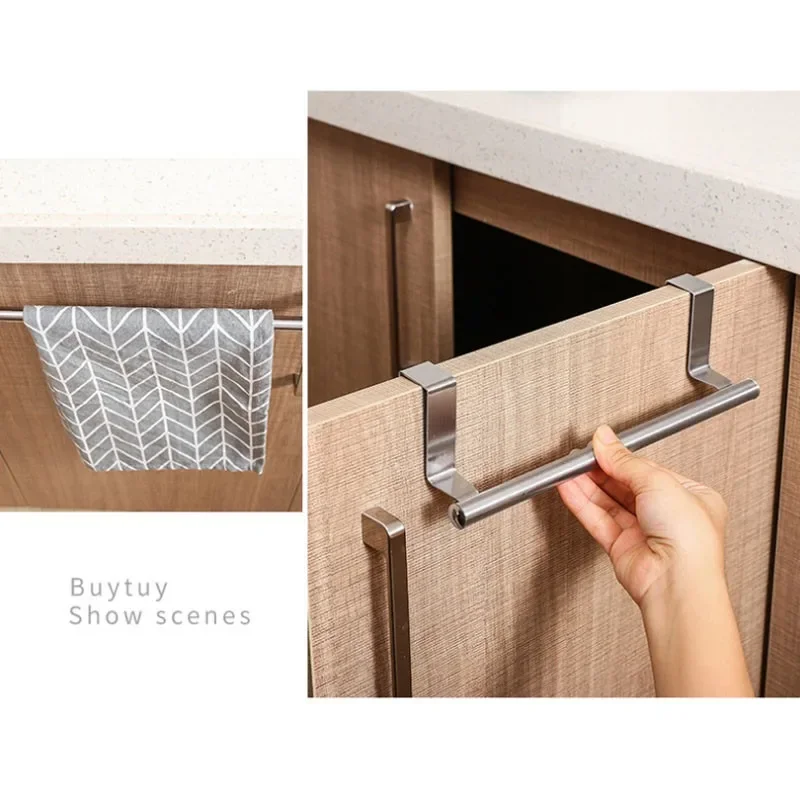 

Towel Rack Over Door Towel Bar Hanging Holder Stainless Steel Bathroom Kitchen Cabinet Towel Rag Rack Shelf Hanger