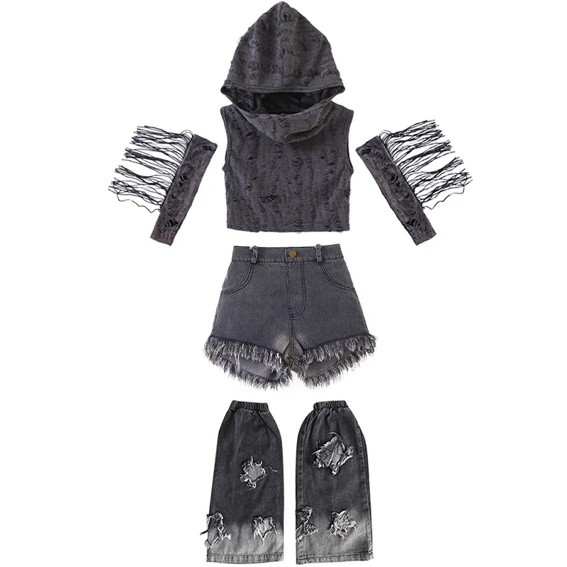 2024 Girls Jazz Dance Street Dance Costumes  Girl Summer Jazz Catwalk  Hip Hop Shirt For Girls  Hip Hop Girl Set