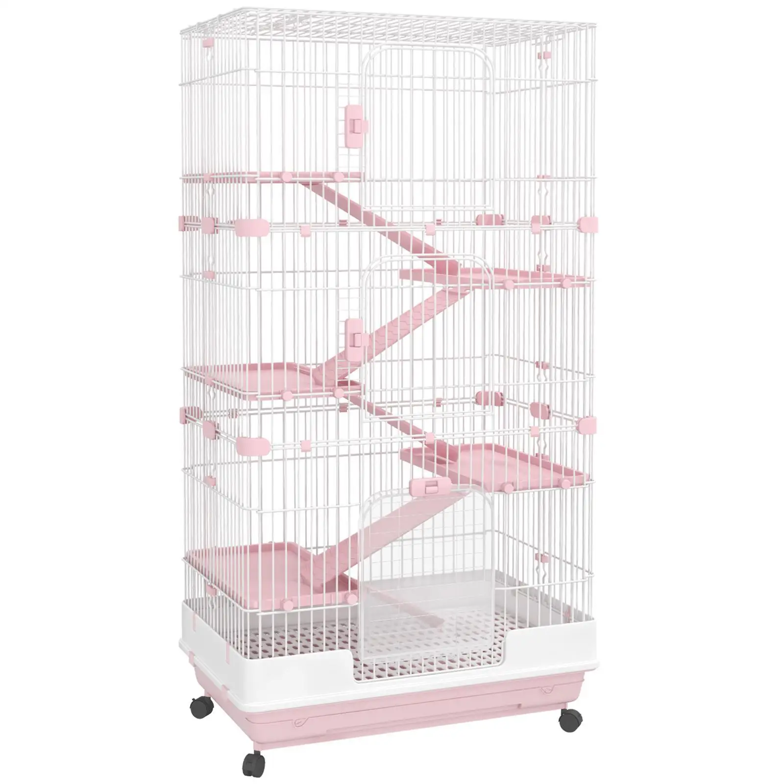 

Universal Wheels Small Animal Cage Metal Hutch Large Capacity Cage for Ferrets Rabbits Rats Indoor Pet Habitat