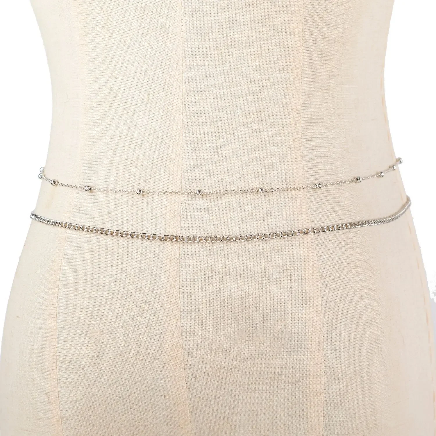 Catena di perline rotonde alla moda e sexy Catena a doppia vita Catena semplice in metallo spesso Catena per il corpo Decorazione della vita della pancia delle donne