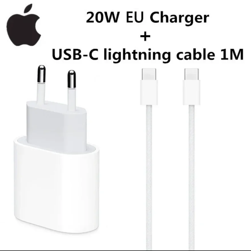 오리지널 USB-C 전원 어댑터, 아이폰 15, 14, 13 미니 프로 맥스, C 타입 고속 충전기, 애플 케이블, 아이폰 X, XS, 11, 12 플러스용, 20W 